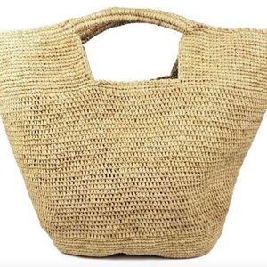 Hat Attack Natural Straw Woven Tote - Beige